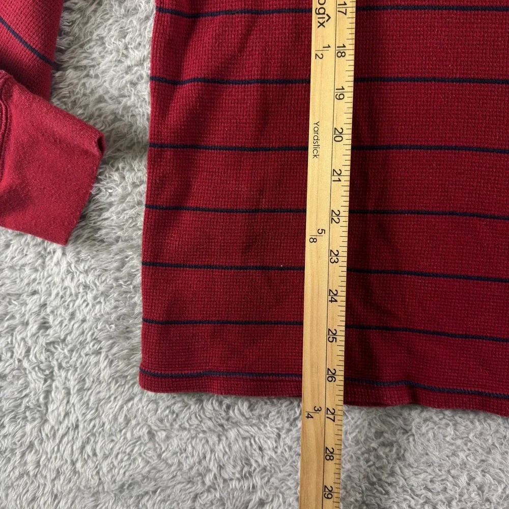 Polo Ralph Lauren Mens Red Navy Blue Striped Waffle Knit Thermal Shirt Large L